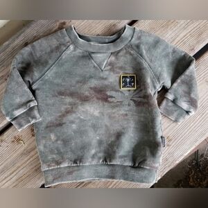 MUNSTER SZ 3-6M VGUC KHAKI GREEN TAB BROWN CAMO print l/s pullover sweatshirt